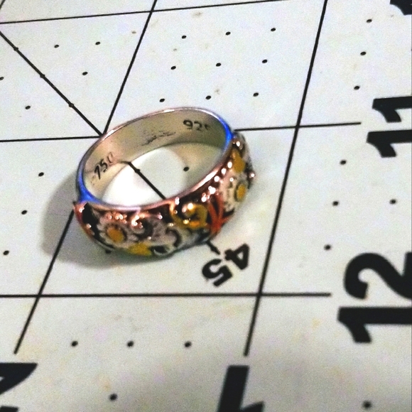 Size 6 - 750 Gold & 925 Sterling Silver Ring Band - Picture 4 of 4